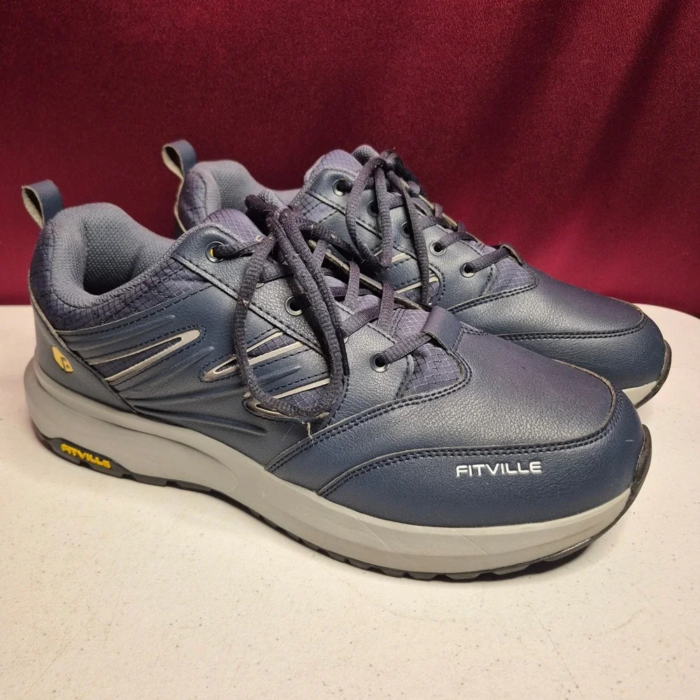 FitVille Walking Shoes Mens 12 Wide Rebound Core Navy Blue Comfort